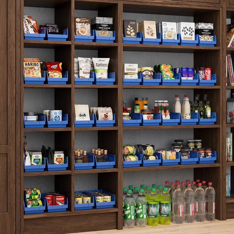 Akro-Mils 30130 Plastic Shelf Bins, Heavy Duty Storage Bins for Garage, Closet, and Drawer Organization, 12-Inch x 6-1/2-Inch x 4-Inch, Blue, 12-Pack - Image 2